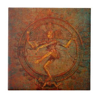 Azulejo De Cerâmica Shiva na folha de prova afligida do fundo