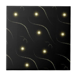 Azulejo De Cerâmica Shooting Stars preto e Dourado moderno