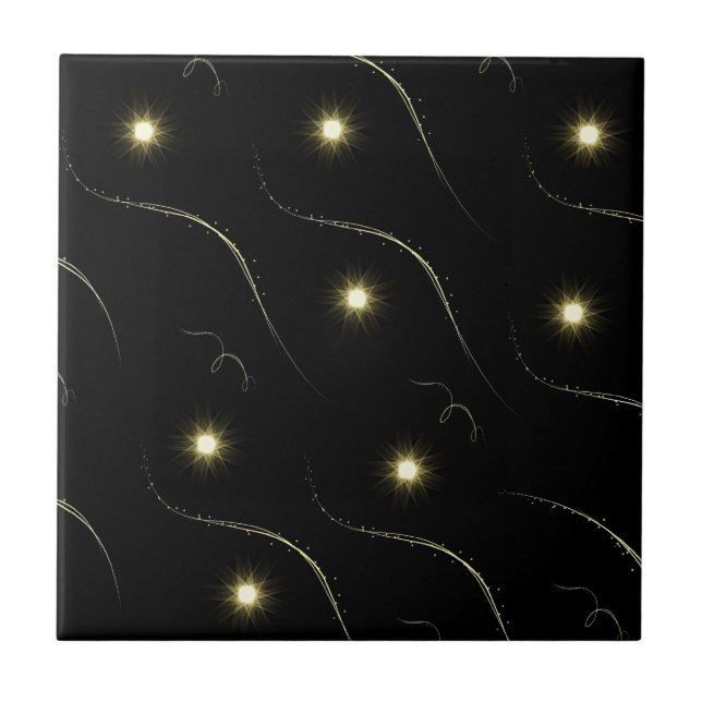 Azulejo De Cerâmica Shooting Stars preto e Dourado moderno (Frente)