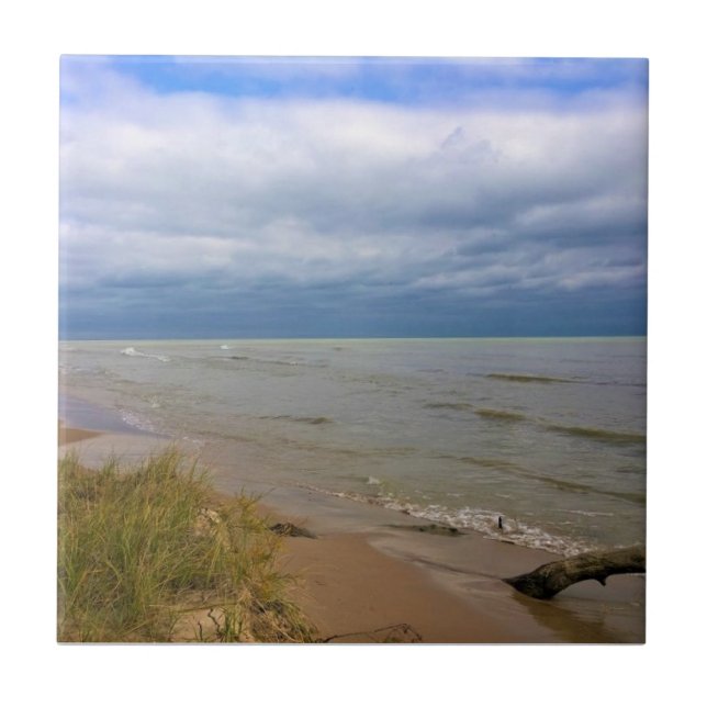 Azulejo De Cerâmica Shore do lago Michigan, Sheyboygan, WI (Frente)