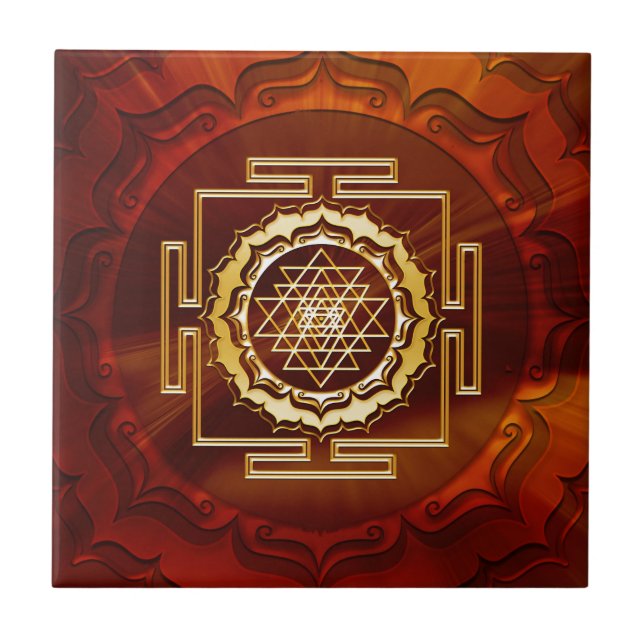 Azulejo De Cerâmica Shri Yantra - Condutor de Energia Cósmica (Frente)