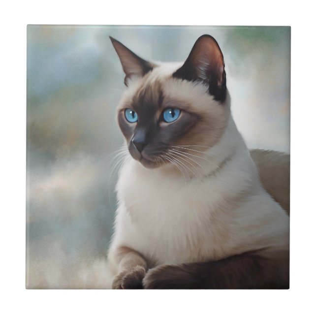 Azulejo De Cerâmica Siamese Cat 749 Arte digital (Frente)