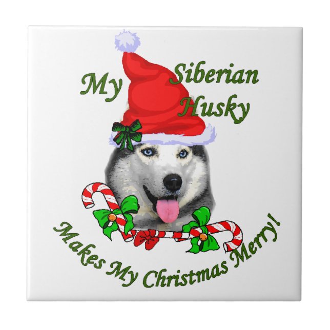 Azulejo De Cerâmica Siberian Husky Natal (Frente)