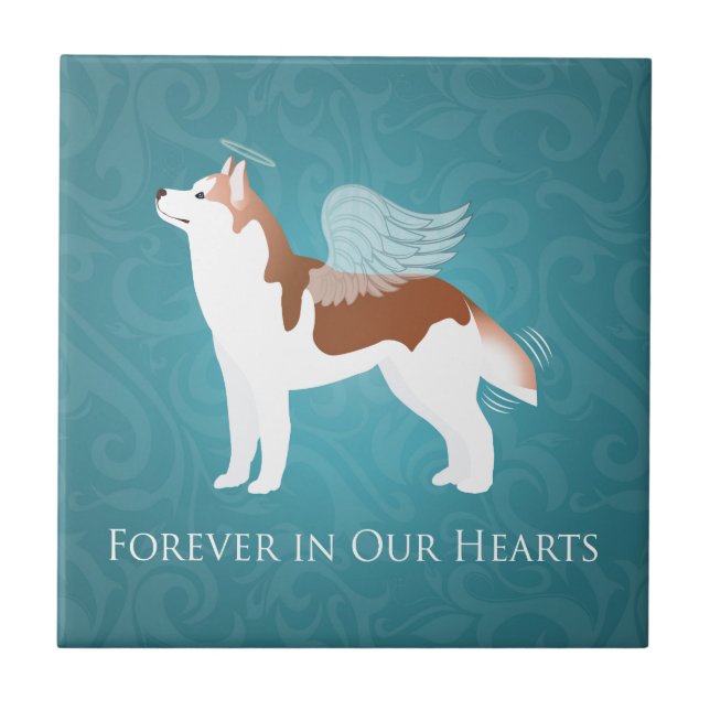 Azulejo De Cerâmica Siberian Husky - Red - Pet Memorial Design (Frente)