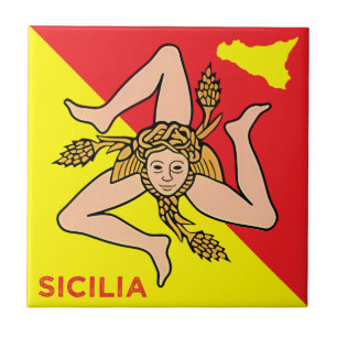 Azulejo De Cerâmica Sicilia Trinacria desenho da bandeira siciliana 