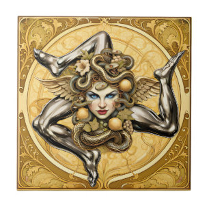 Azulejo De Cerâmica Sicilia Trinacria design siciliano