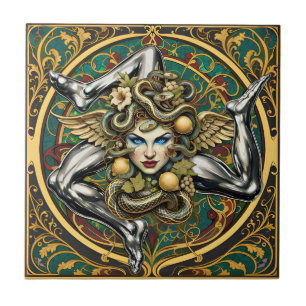 Azulejo De Cerâmica Sicilia Trinacria design siciliano 