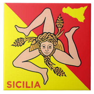 Azulejo De Cerâmica Sicilia Trinacria Sicilian Flag design