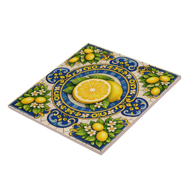 Azulejo De Cerâmica Sicilian pattern lemons ceramic tile (Lateral)