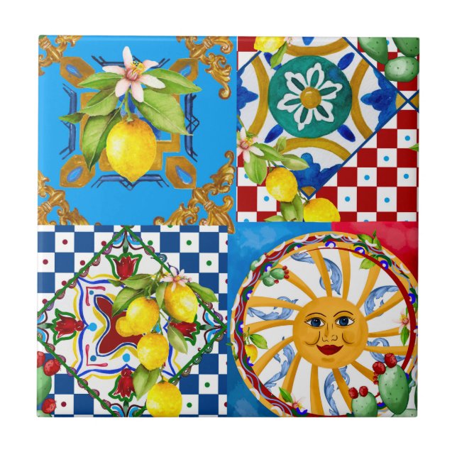 Azulejo De Cerâmica Sicilian tiles,majolica,lemons (Frente)