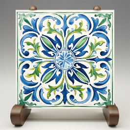 Azulejo De Cerâmica Siciliano Garden Watercolor Azul