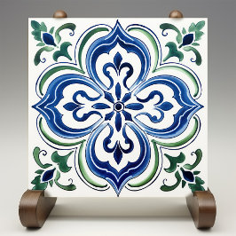 Azulejo De Cerâmica Siciliano Garden Watercolor Azul