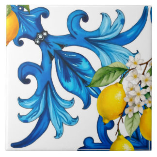 Azulejo De Cerâmica Siciliano,verão,limão,mosaico,azul