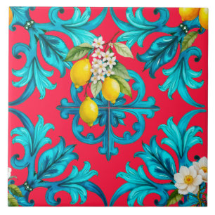 Azulejo De Cerâmica Siciliano,verão,limão,mosaico,rosa