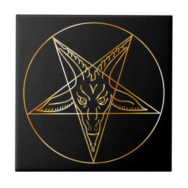 Azulejo De Cerâmica Sigil dourado de Baphomet (Frente)