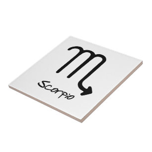 Azulejo De Cerâmica Signo Zodiacal de Escorpião em Fundo Branco