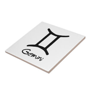 Azulejo De Cerâmica Signo Zodiacal de Gêmeos em Fundo Branco