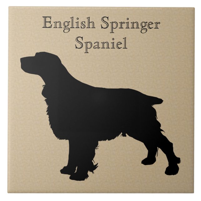 Azulejo De Cerâmica Silhouette do Cachorro Espanhol Inglês Springer (Frente)
