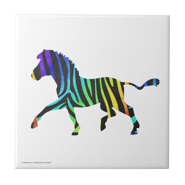 Azulejo De Cerâmica Silhouette Zebra Black e Rainbow (Frente)