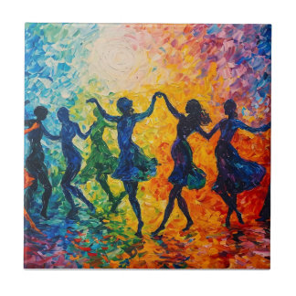 Azulejo De Cerâmica Silhouettes Coloridos Dançando