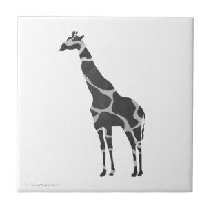 Azulejo De Cerâmica Silhoutte preto e cinzento do girafa