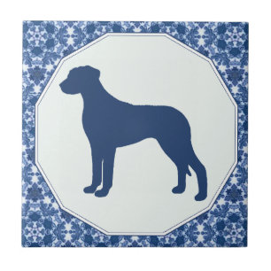 Azulejo De Cerâmica Silhueta azul do salgueiro de Rhodesian Ridgeback