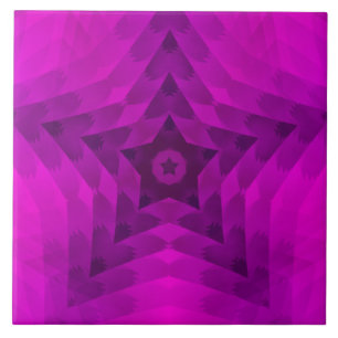 Azulejo De Cerâmica Silhueta de Árvore Natal e Gradiente de Estrela R