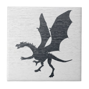 Azulejo De Cerâmica Silhueta de Dragão Gótico
