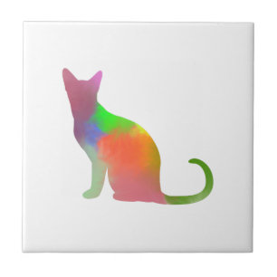 Azulejo De Cerâmica Silhueta de Gato de Água
