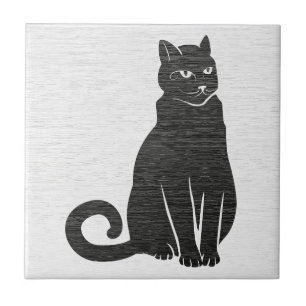 Azulejo de Cerâmica Silhueta de Gato Preto Elegant