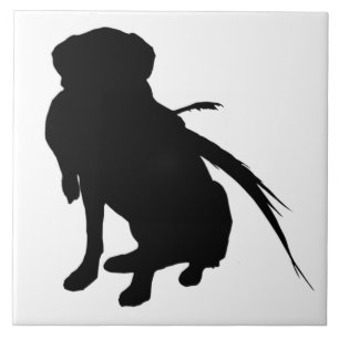 Azulejo De Cerâmica Silhueta de Labrador Retriever com faisão