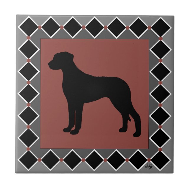Azulejo De Cerâmica Silhueta de Rhodesian Ridgeback ArtDeco (Frente)