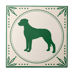 Azulejo De Cerâmica Silhueta de Verde do país de Rhodesian Ridgeback
