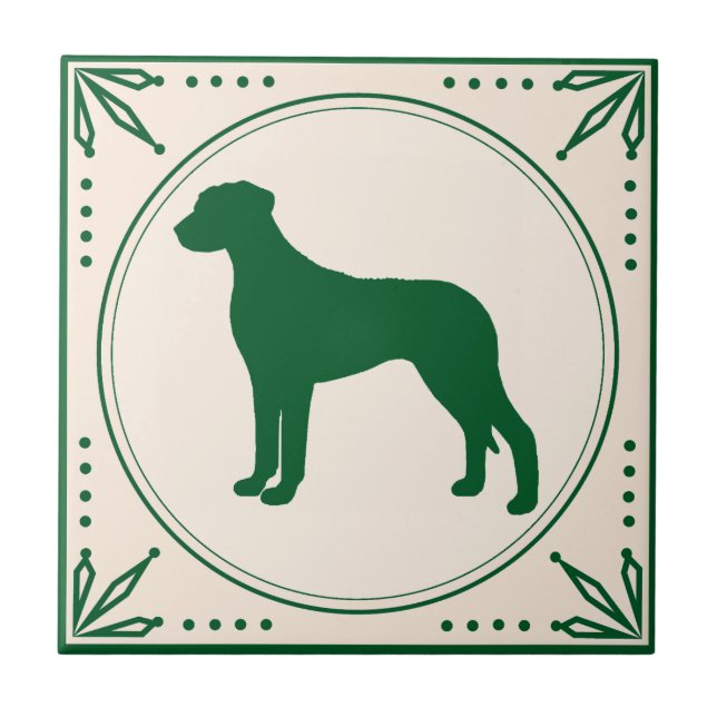 Azulejo De Cerâmica Silhueta de Verde do país de Rhodesian Ridgeback (Frente)