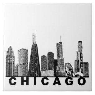 Azulejo De Cerâmica Silhueta do Horizonte de Chicago