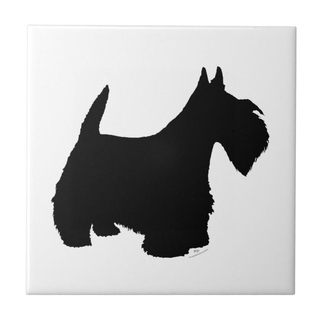 Azulejo De Cerâmica Silhueta do Terrier Escocês (Frente)