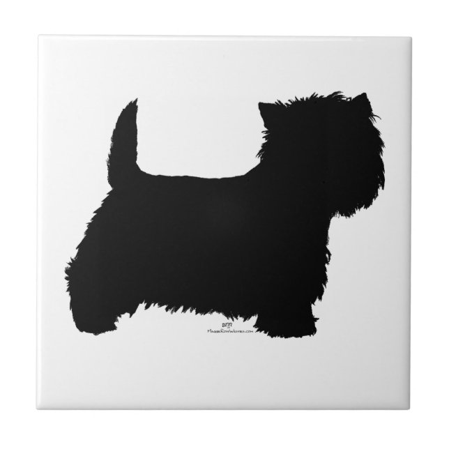 Azulejo De Cerâmica Silhueta Westie em Pé (Frente)