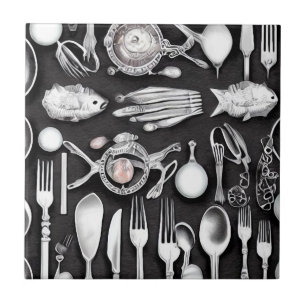 Azulejo De Cerâmica Silver Seafood