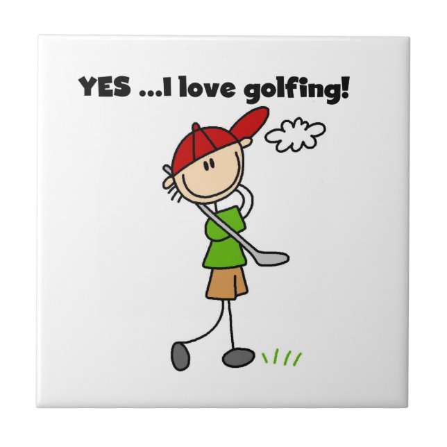 Azulejo De Cerâmica Sim, eu amo golfe (Frente)