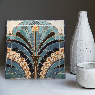 Azulejo De Cerâmica Simbolismo da Pena de Pavão Arte Deco Belle Epoque
