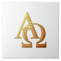 Símbolo "3-D" dourado alfa e de Omega
