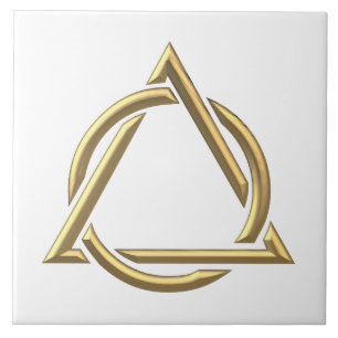 Azulejo De Cerâmica Símbolo "3-D" dourado da trindade santamente