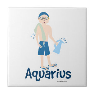 Azulejo De Cerâmica Símbolo bonito do portador da água do Aquário