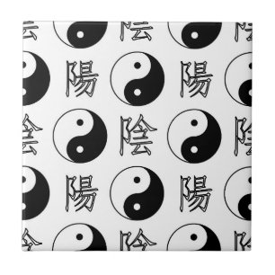 Azulejo De Cerâmica Símbolo branco Yinyang Padrão chinês