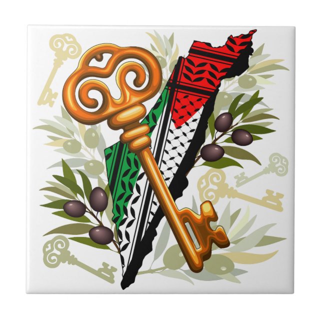 Azulejo De Cerâmica Símbolo chave palestino do direito de retorno (Frente)