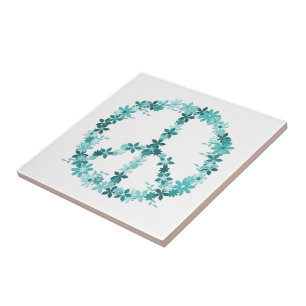 Azulejo De Cerâmica Símbolo de paz, potência floral