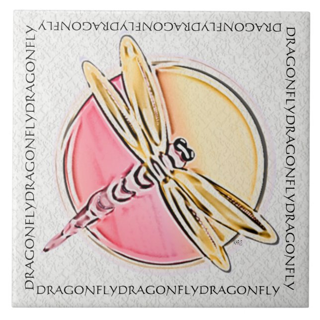 Azulejo De Cerâmica Símbolo Dragonfly - Rosa (Frente)