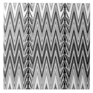 Azulejo De Cerâmica Símbolo étnico Chevron Damask, Cinzas, Preto e B