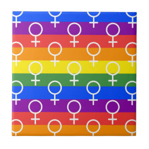 Azulejo De Cerâmica Símbolo feminino do padrão arco-íris