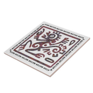 Azulejo De Cerâmica Símbolo maia do macaco